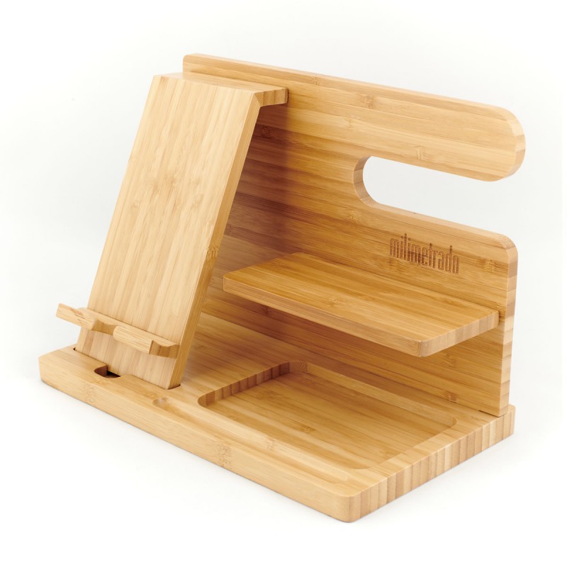 Catekro Bamboo Organizer Da Scrivania Con 2 Cassetti, Accessori Scrivania,  6 Livelli, In Legno Resistente, Per Penne, Cancelleria, Documenti E